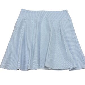 Vintage seersucker blue white pinstriped lined cotton a-line swing skirt 14